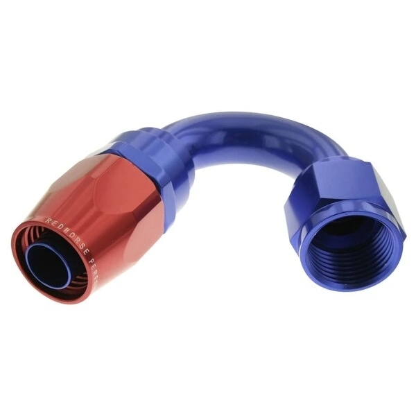 Red Horse Performance -12 150 DEGREE FEMALE ALUMINUM HOSE END - RED&BLUE 1150-12-1